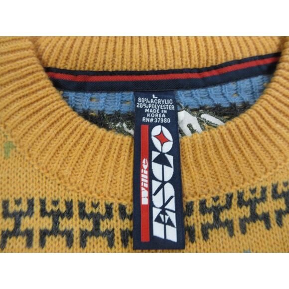 VINTAGE Willie Esco Sweater Mens Large Yellow Geometric Hip Hop 90s Y2K‎ - Picture 6 of 12